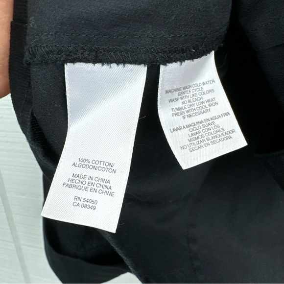 Anne Klein Black Cotton Long Sleeve Button Up V-neck Top Blouse 10 - Picture 7 of 7